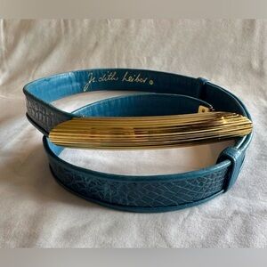 Vintage Judith Leiber Alligator Leather Belt w/ Gold Tone Buckle